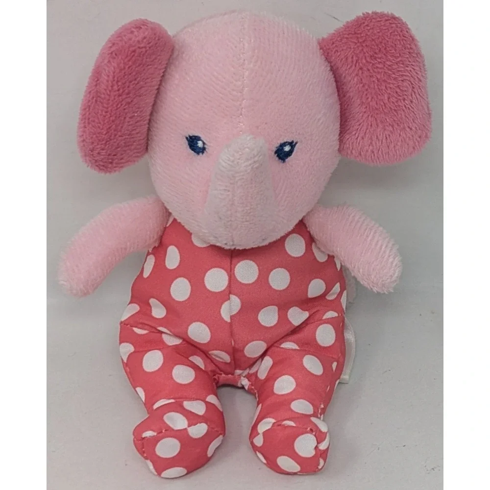 Garanimals Baby Plush Rattle Pink Elephant Polka Dot 2014 Small Prestige Toy VTG